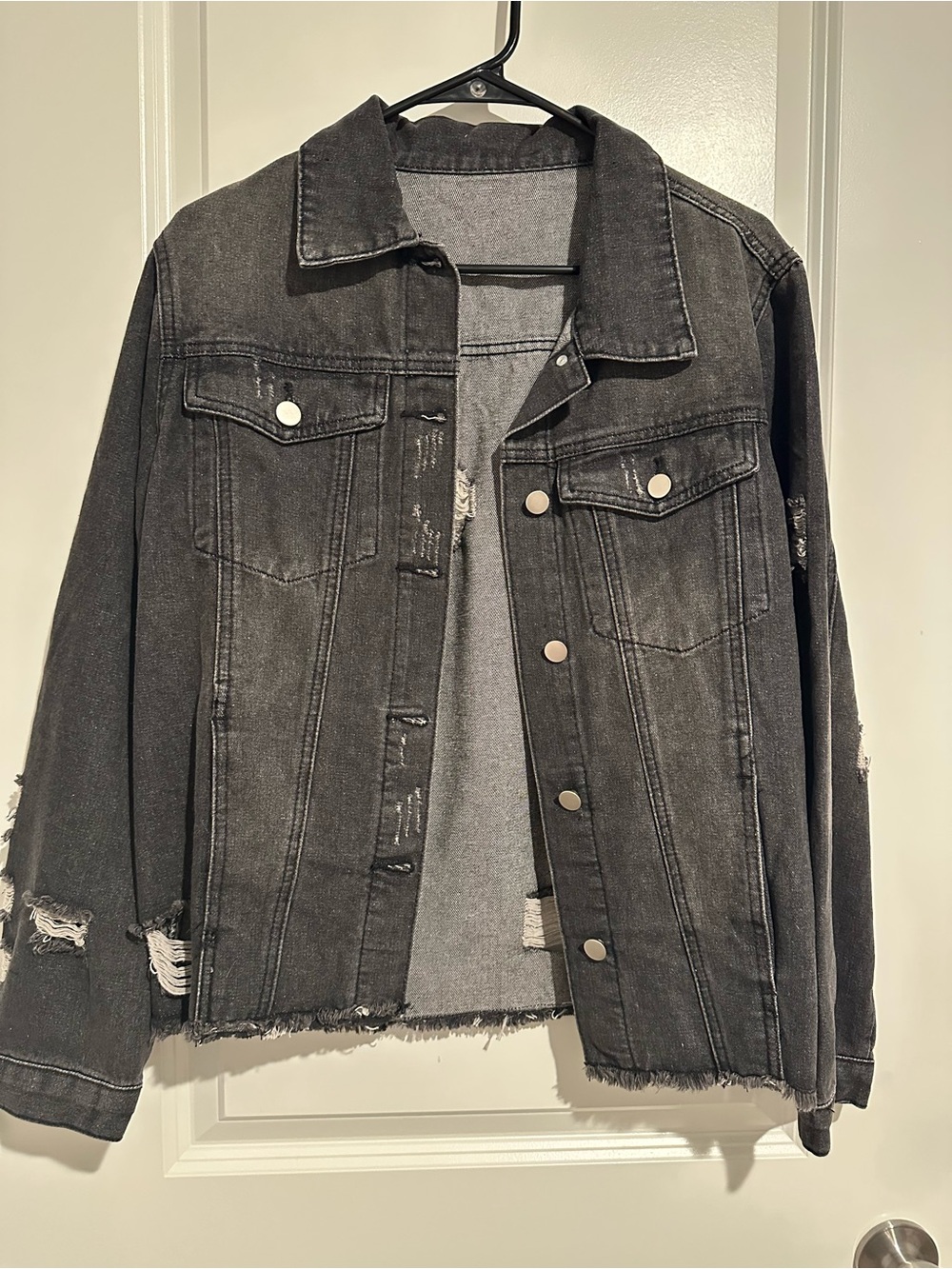 Women's Distressed Black Denim Jacket NWOT